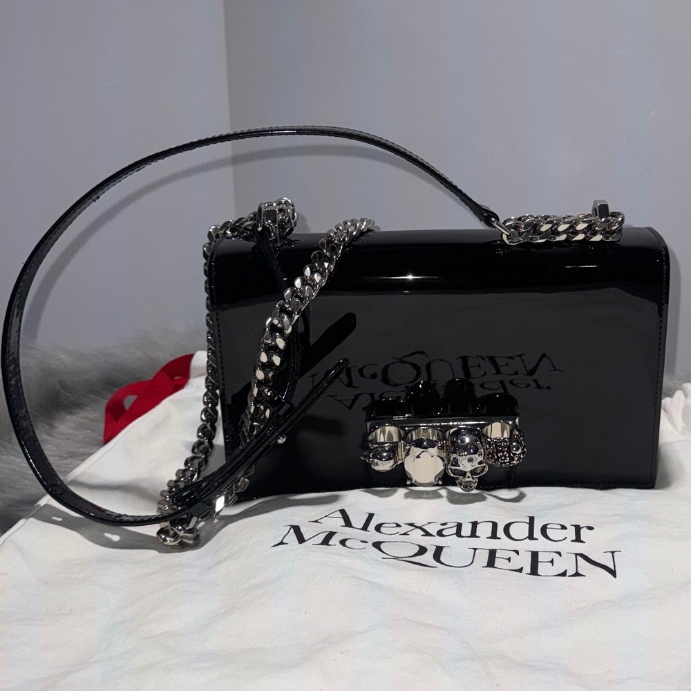 Alexander McQueen Black Patton Leather Shoulder Bag~w/COA